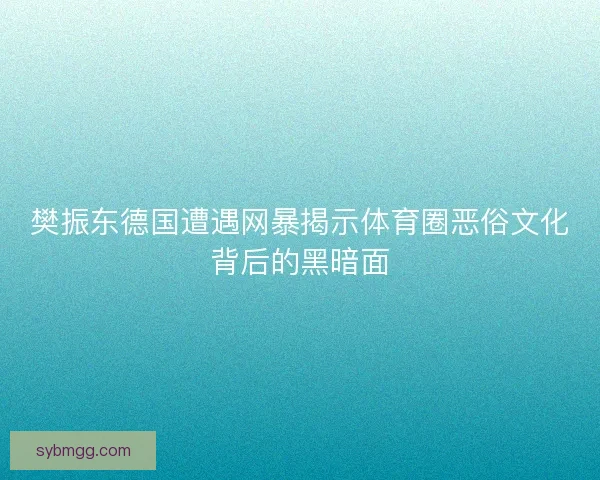 樊振东德国遭遇网暴揭示体育圈恶俗文化背后的黑暗面